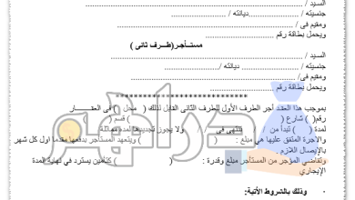 نموذج صيغة عقد إيجار محل تجاري